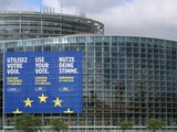 Bij het Europees Parlement in Straatsburg worden kiezers opgeroepen om te stemmen