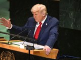Donald Trump tijdens zijn speech bij de Verenigde Naties 